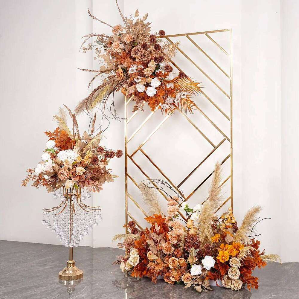 Brown Leaves Natural Dried Pampa Wedding Floor Floral Arrangement Arch Decor Hanging Flower Row Centerpieces Ball Window Display Y260130