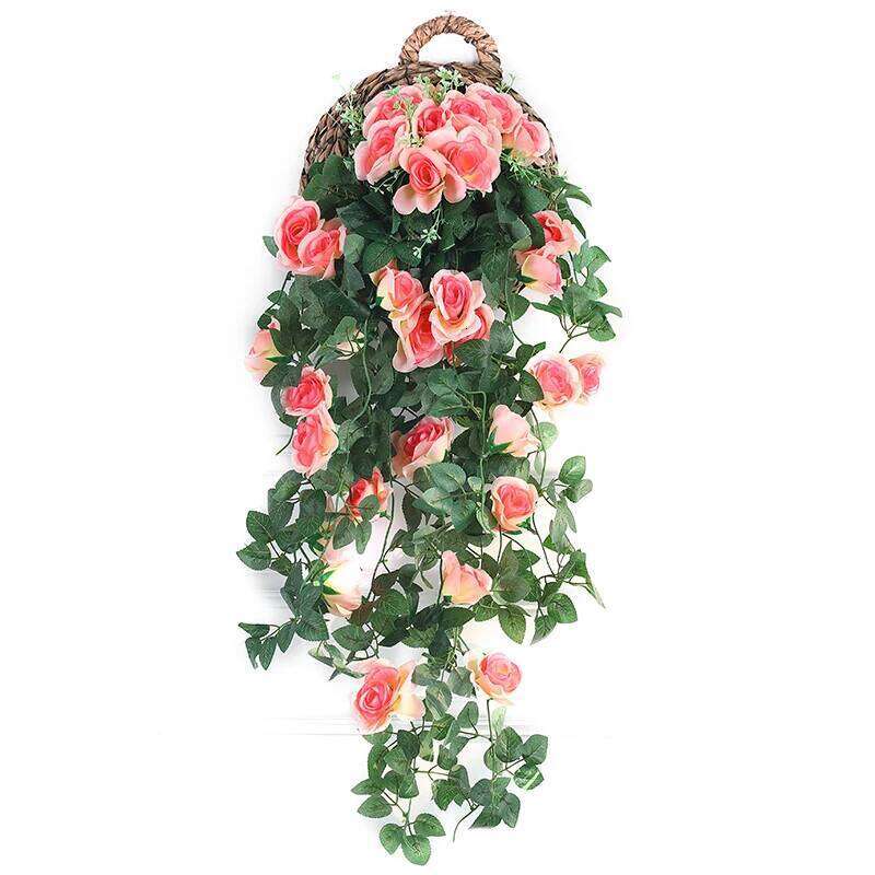 Artificial Flower Rattan Fake Plant Vine Wall Hanging Roses Flowers for Home Wed Party interior outdoor Decoration W260130