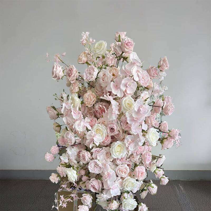 White/pink/red Artificial Roses Delphinium Hanging Corner Flower Row Wedding Backdrop Arch Table Centerpiece Party Decor W260130