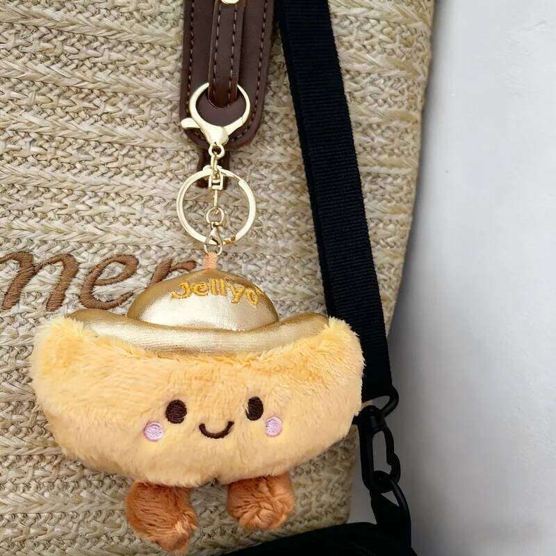 Bag Accessories Super Cute Original Cartoon Gold Ingot Plush Toy Soft Keychain Bag Pendant Charm Lucky Surprise Gift For Good Luck Seekers