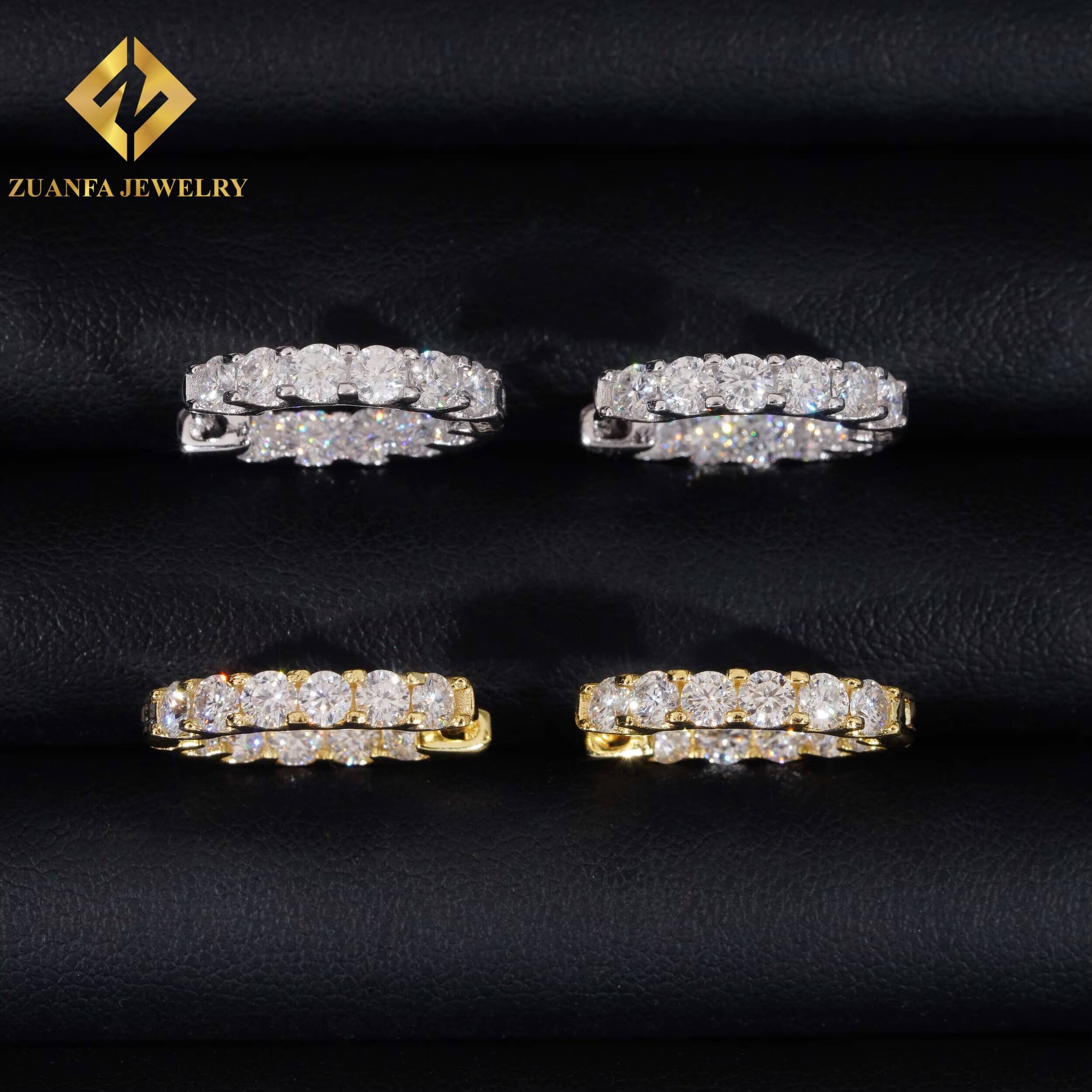 Fashion Women Tennis Earrings Luxury 925 Sterling Silver Jewelry 3MM VVS Moissanite Diamond Hoop Earrings for Engagement