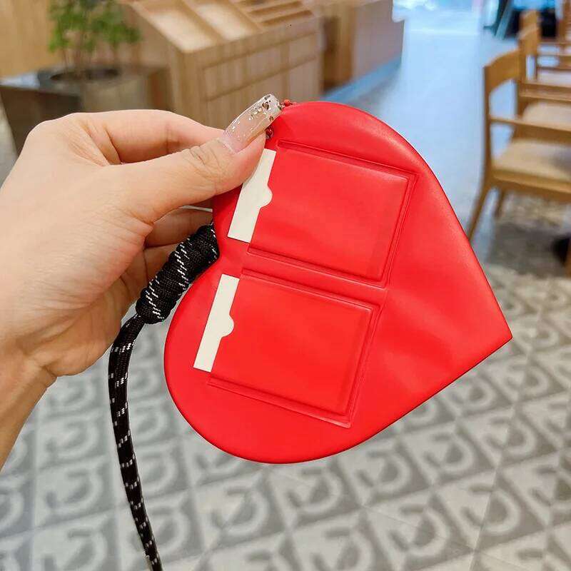 Korean Fashion Red Heart Album Vintage Charms ID Photo Keychains PVC Card Set Bags Pendant Keychain Y2K Z260130