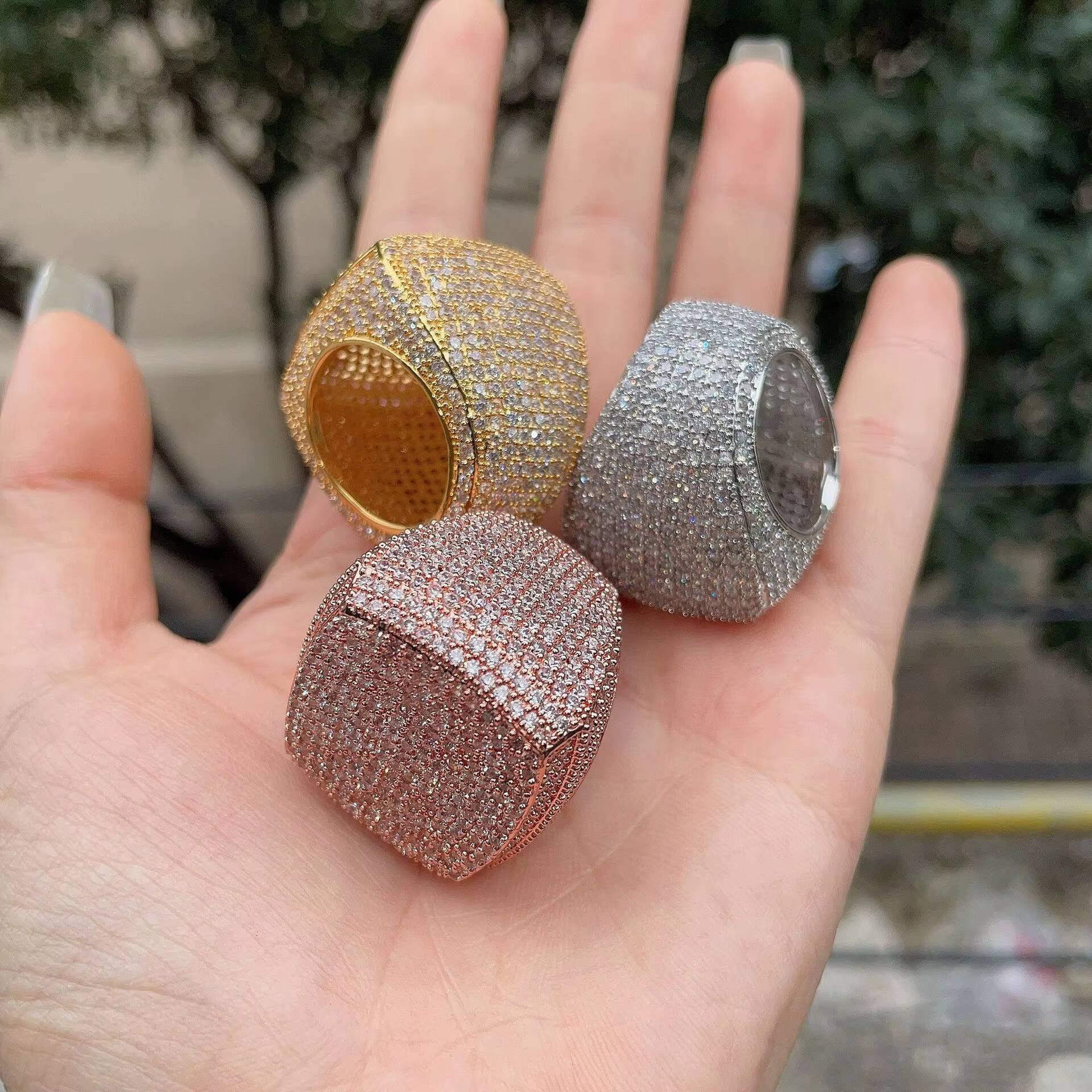 2026 silver Pave Setting vvs moissaniteia Diamonds 10k Gold Plated Men Fully vvs moissanite Champion Rings