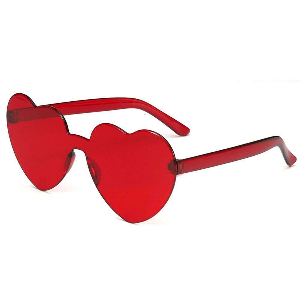 Love Heart Shape Sunglasses Women Rimless Frame Tint Clear Lens Colorful Sun Glasses Female Red Pink Yellow Shades Travel H260130