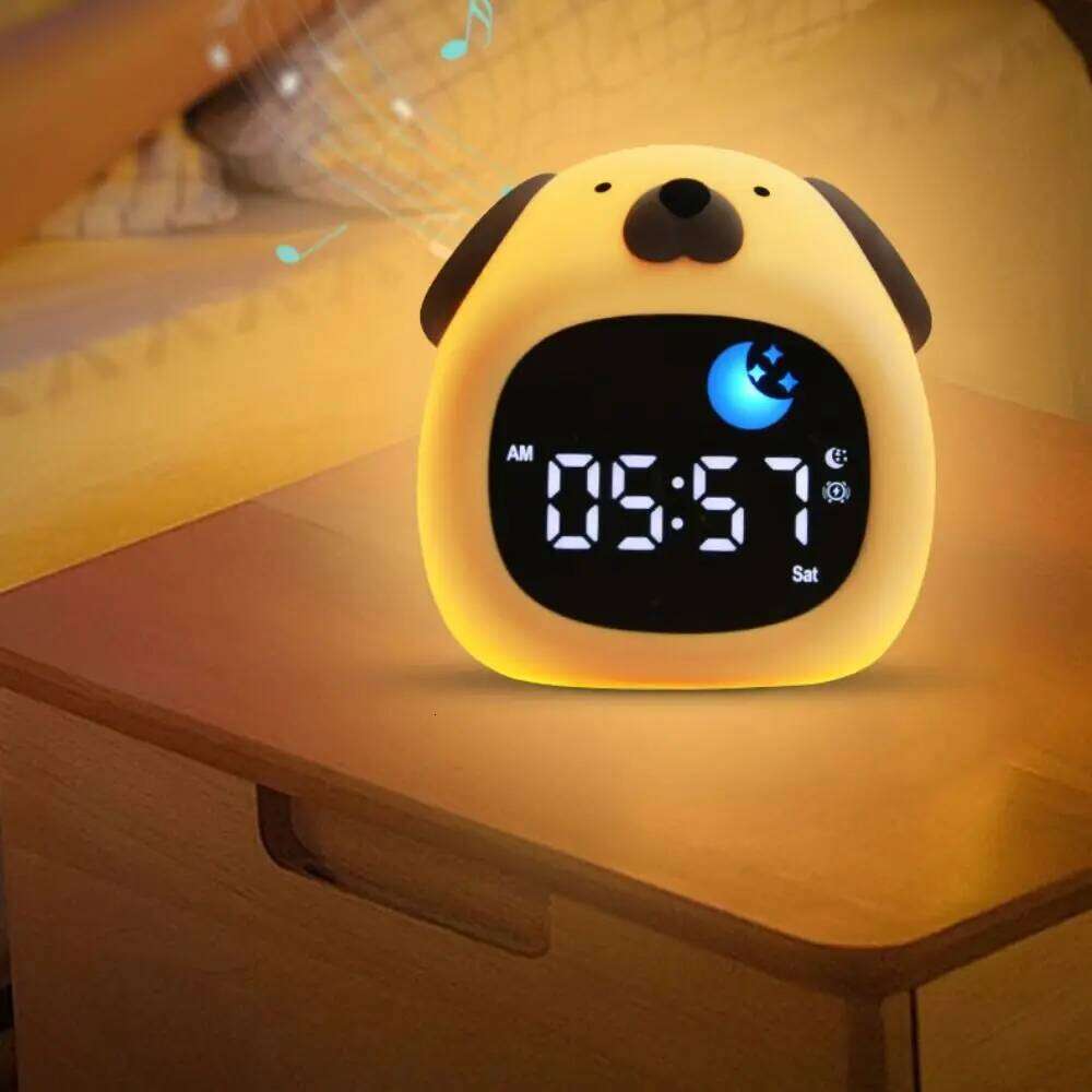 Animal-Shape Alarm Adjustable Cute Sleep Training Clock Small Ornaments Home Decor Touch Night Light Bedroom W260130