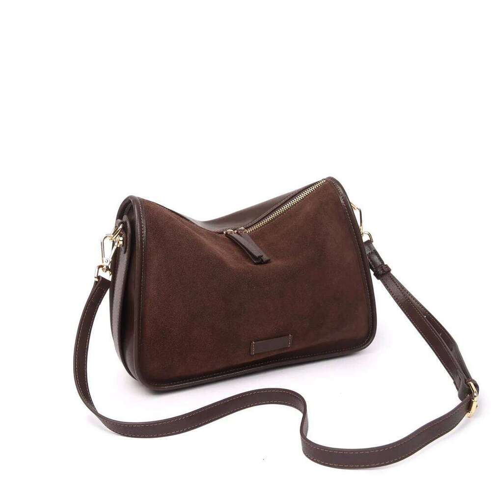 Suede Cowhide Fashion Ladies Shoulder Cross Coffe Genuine Leather Luxury Designer Women's Brown Handbag Female Crossbody Bag