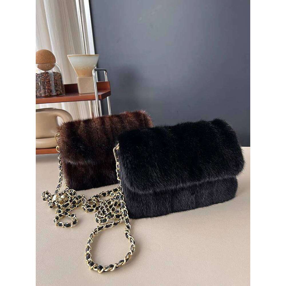 Real Mink Fur For Women Winter Luxury Handbags Crossbody Single Shoulder Bag Evening Bags Ladies Fluffy Handbag