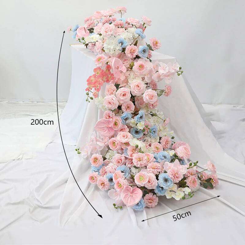 Luxury 200CM Artificial Flower Row Table Centerpiece Wedding Rose Peony Mix Flowers Backdrop Wall Arches Deco Party Stage Floral Y260130