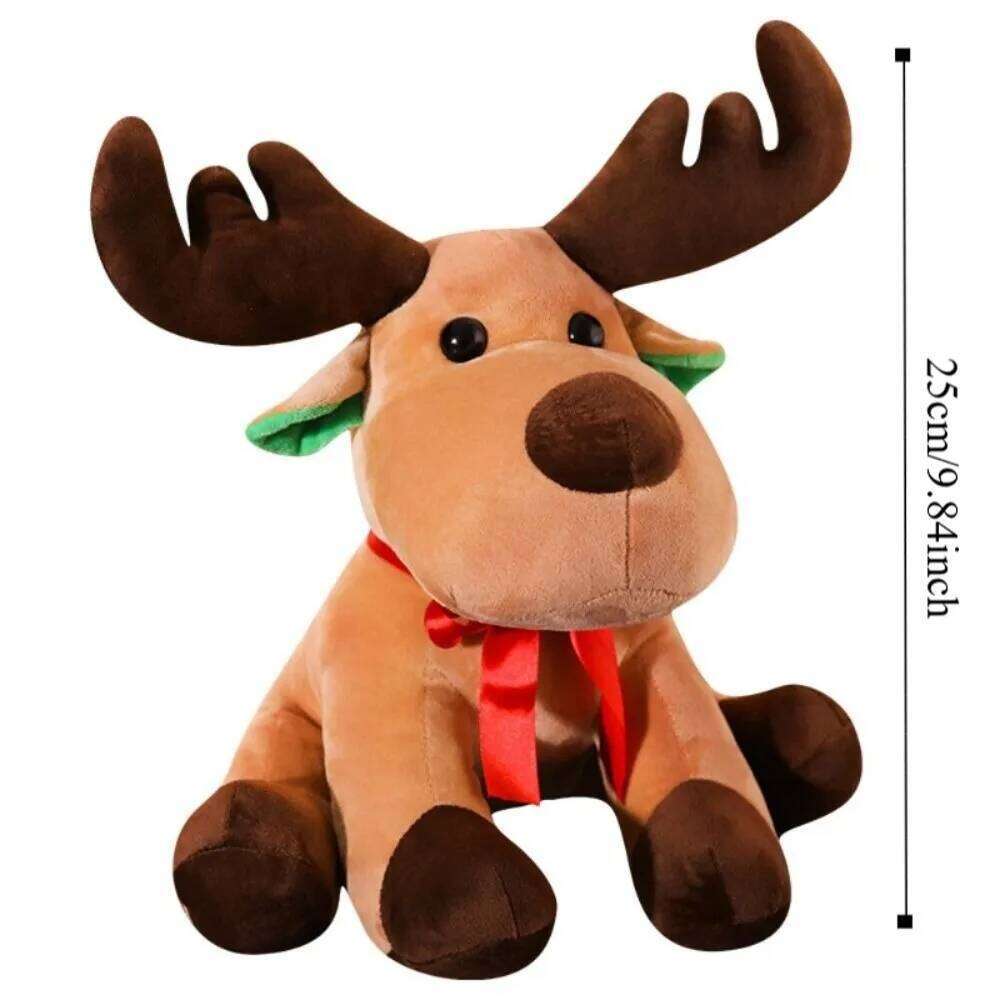 Soft Christmas Reindeer Plush Toy 25cm Cute Cartoon Elk Doll Stuffed Animal Holiday Decoration Gift for Children Y260128