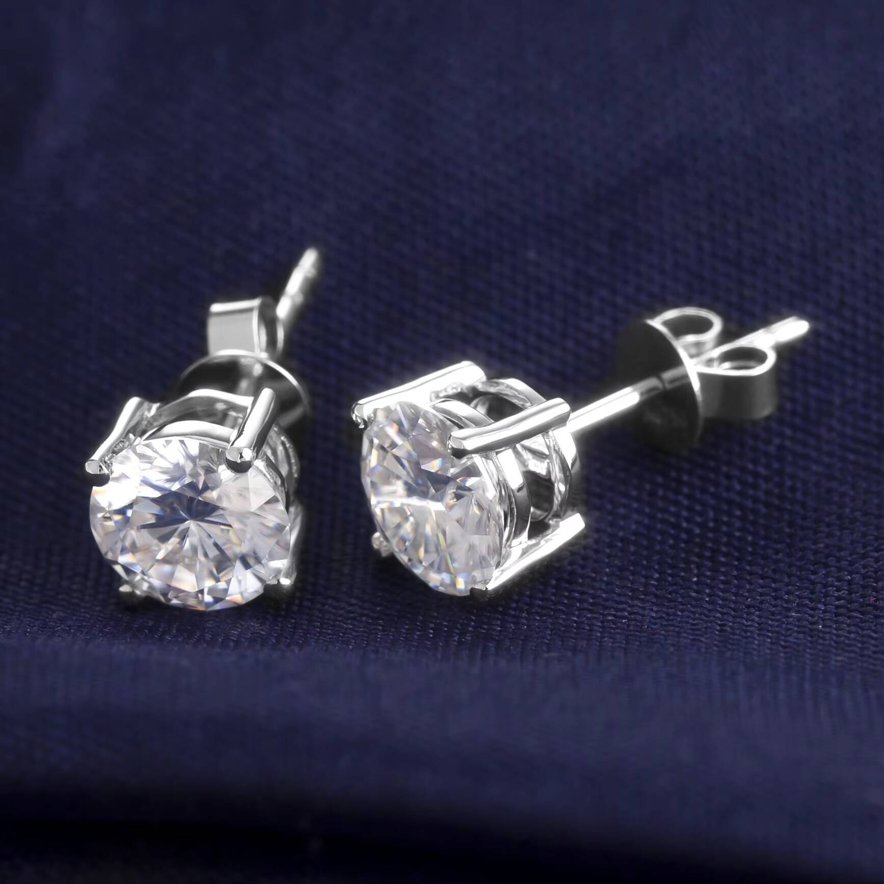 Messi Jewelry MS-282 Woman Fashion Jewelry 18k 14k White Gold Diamond Stud Earrings