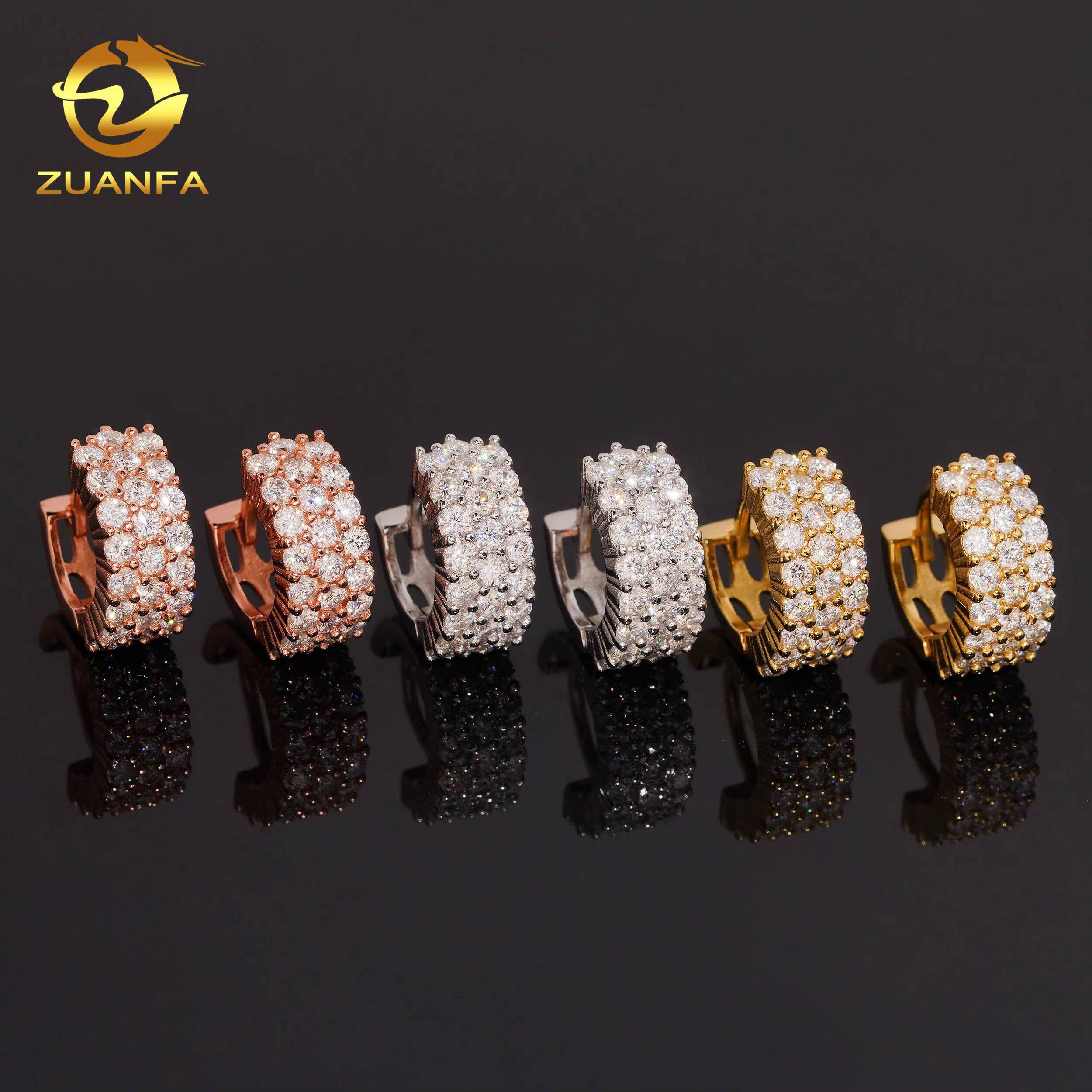 Iced Out Hoop Pass Diamond Tester Jewelry Earrings Moissanite Diamond Silver 925 VVS Moissanite Iced Out Hoop Earrings for Women