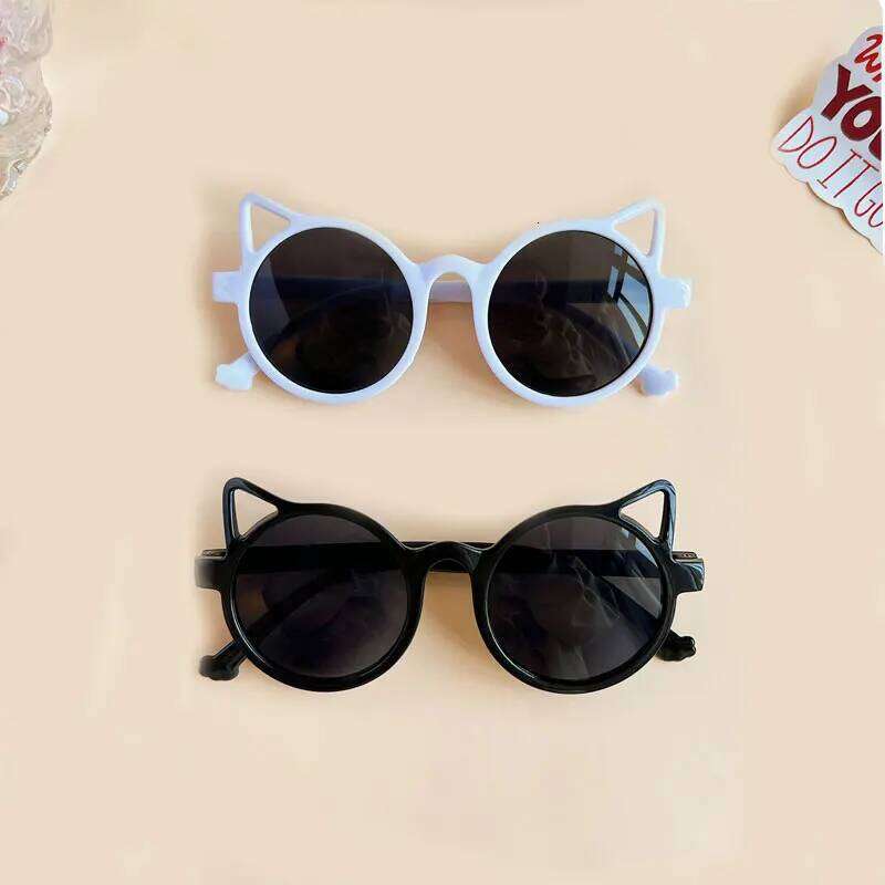 New Girls Cute Cat Ears Outdoor Sun Children Fashion Vintage Classic Sunglasses Protection Kids H260130