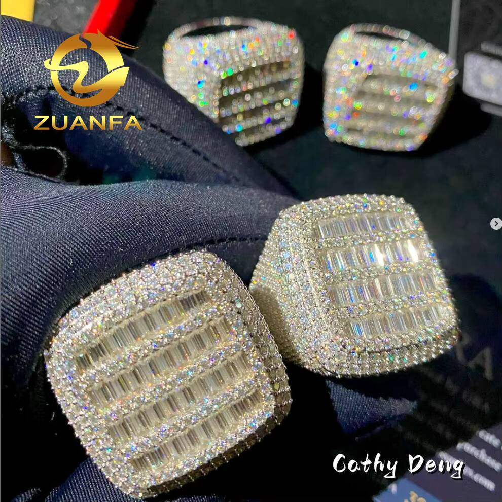 Luxury Jewelry Full Diamond Moissanite Rings 925 Sterling Silver D VVS Hip Hop Ring Pass Diamond Tester Moissanite Diamond Ring