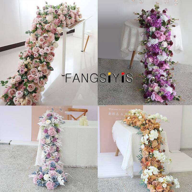 Artificial 2m/1m/50cm Row Table Centerpiece Wedding Rose Peony Mix Flower Backdrop Wall Arches Decor Party Stage Floral W260130
