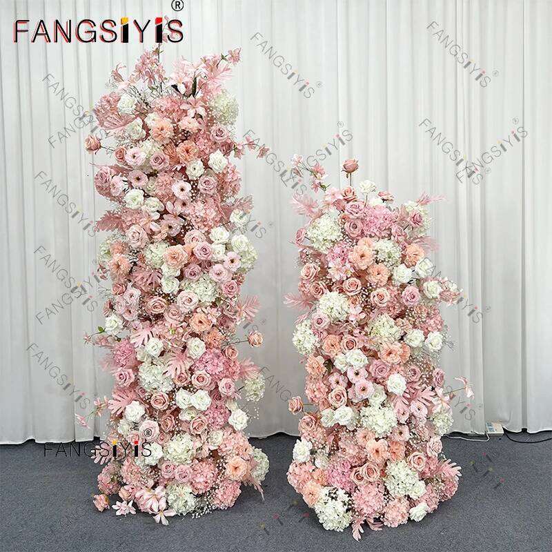 5D light pink Rose Babys breath Hydrangea Wedding Backdrop Arch KT Board Decor Floral Arrangement Sofa Table Runner Event Props Y260130