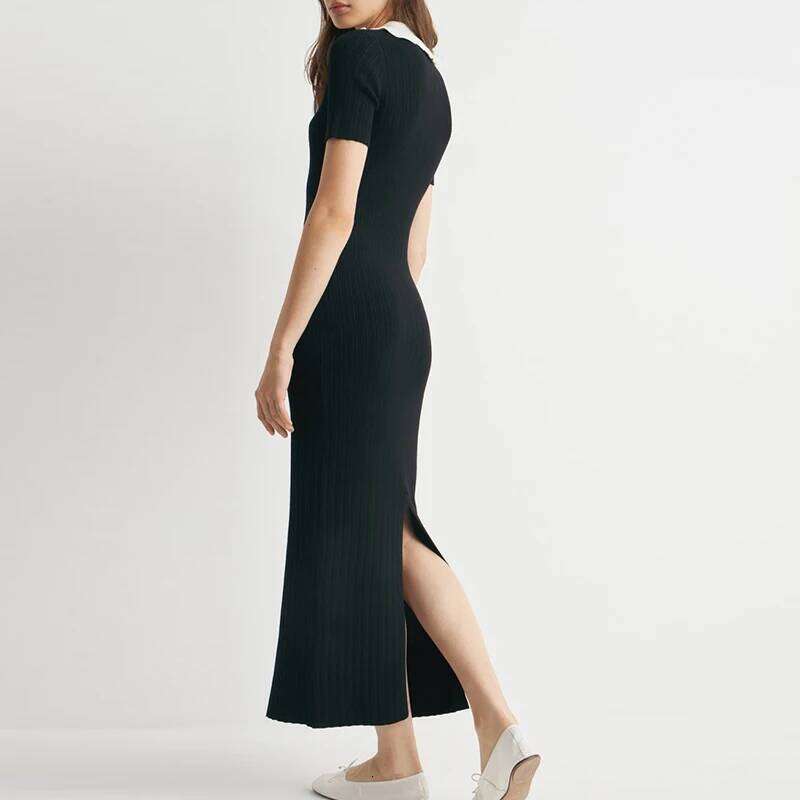 Women Peter Pan Collar Short Sleeved Summer New 2026 Button Slim Fit Commuting A-line Casual High Waist Solid Dress XJ260130