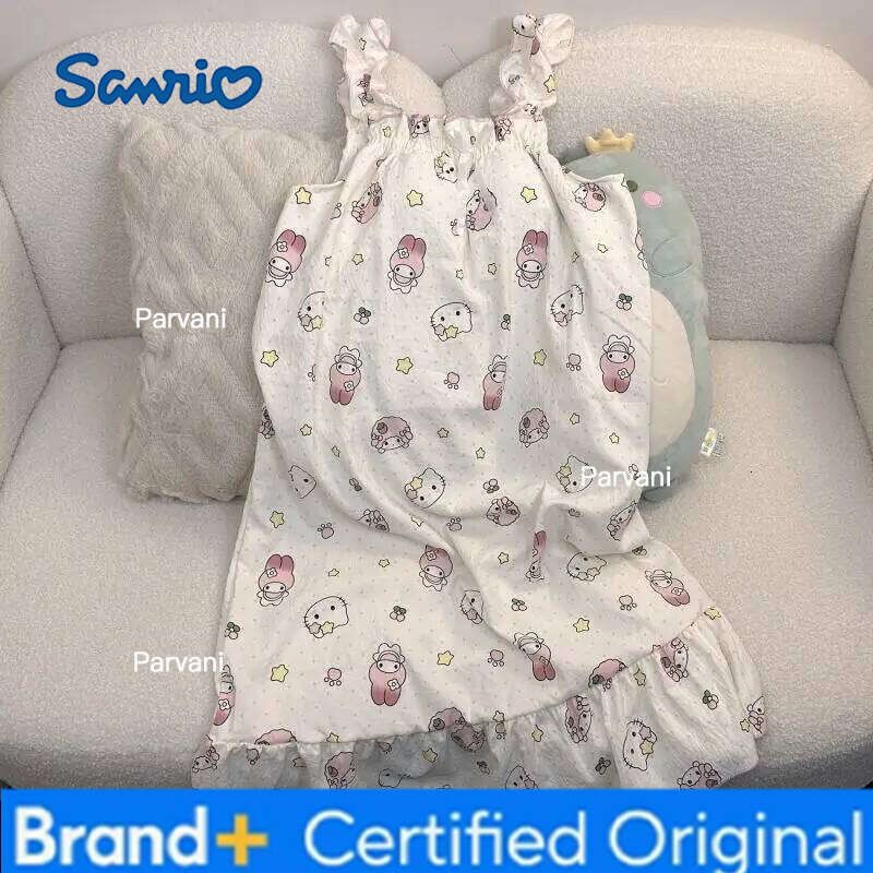 Sanrio s Cartoon Nightgown My Melody with Chest Pad Loose New Style Home Wear Simple Trendy Thin Print Hot Sale High End Gifts H260130