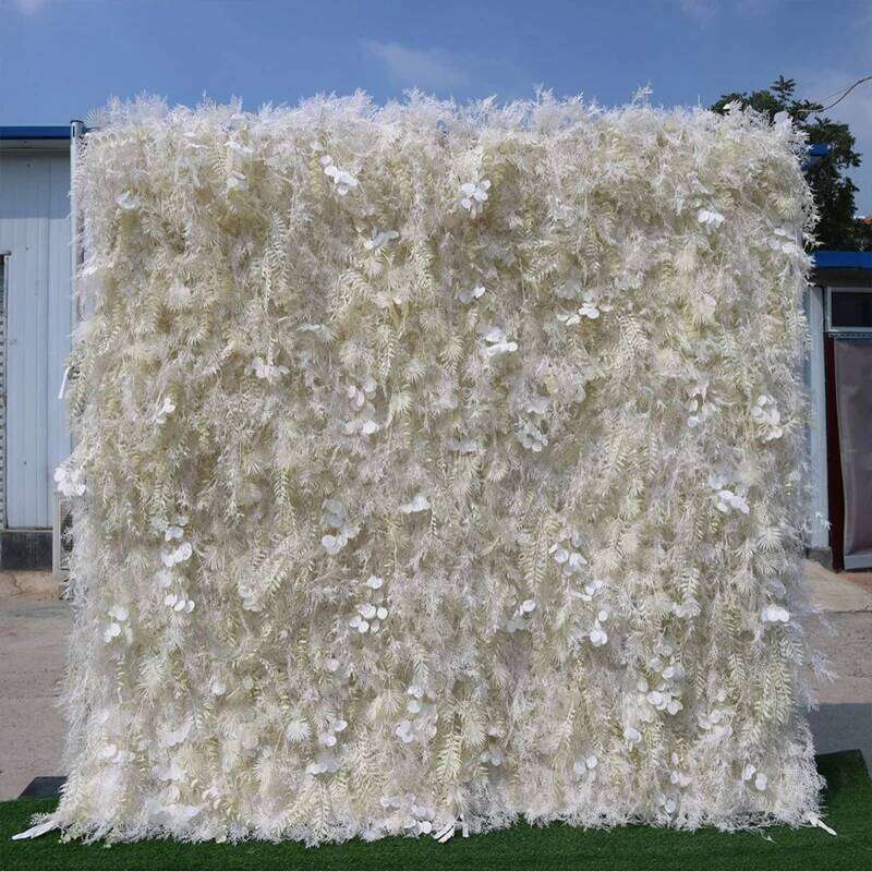 5D White Rose Peony Hydrangea Cloth Roll Up Flower Fabric Hanging Curtain Plant Wall Event Party Wedding Backdrop Deco Prop Y260130