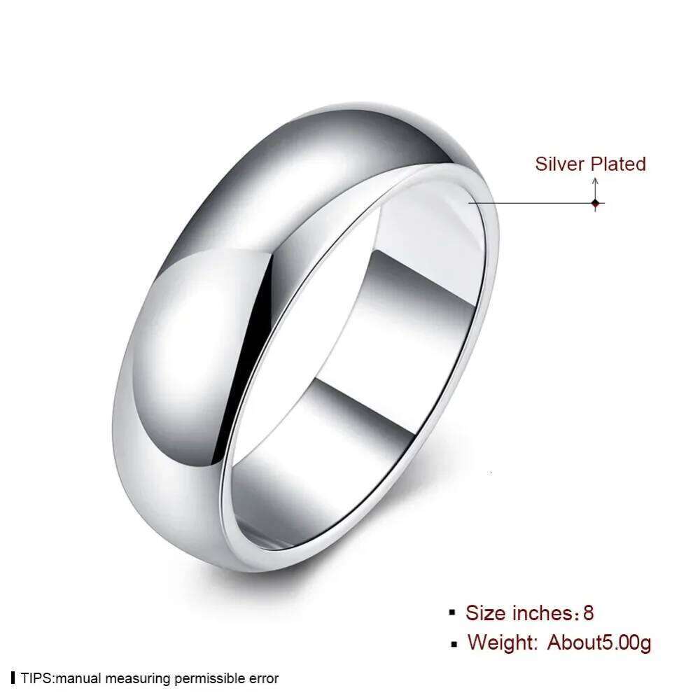 High Quality 925 Sterling Silver Fashion Simple Smooth Round Ring Party Jewelry for Women Size 5 6 7 8 9 10 11 XJ260130