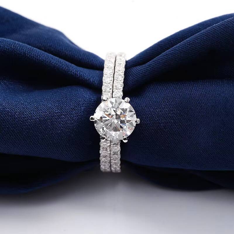 PT950 White Plated Ring Set 75mm VVS Gold/Silver Custom Jewelry Beautiful Fashion Gift for Women or Men