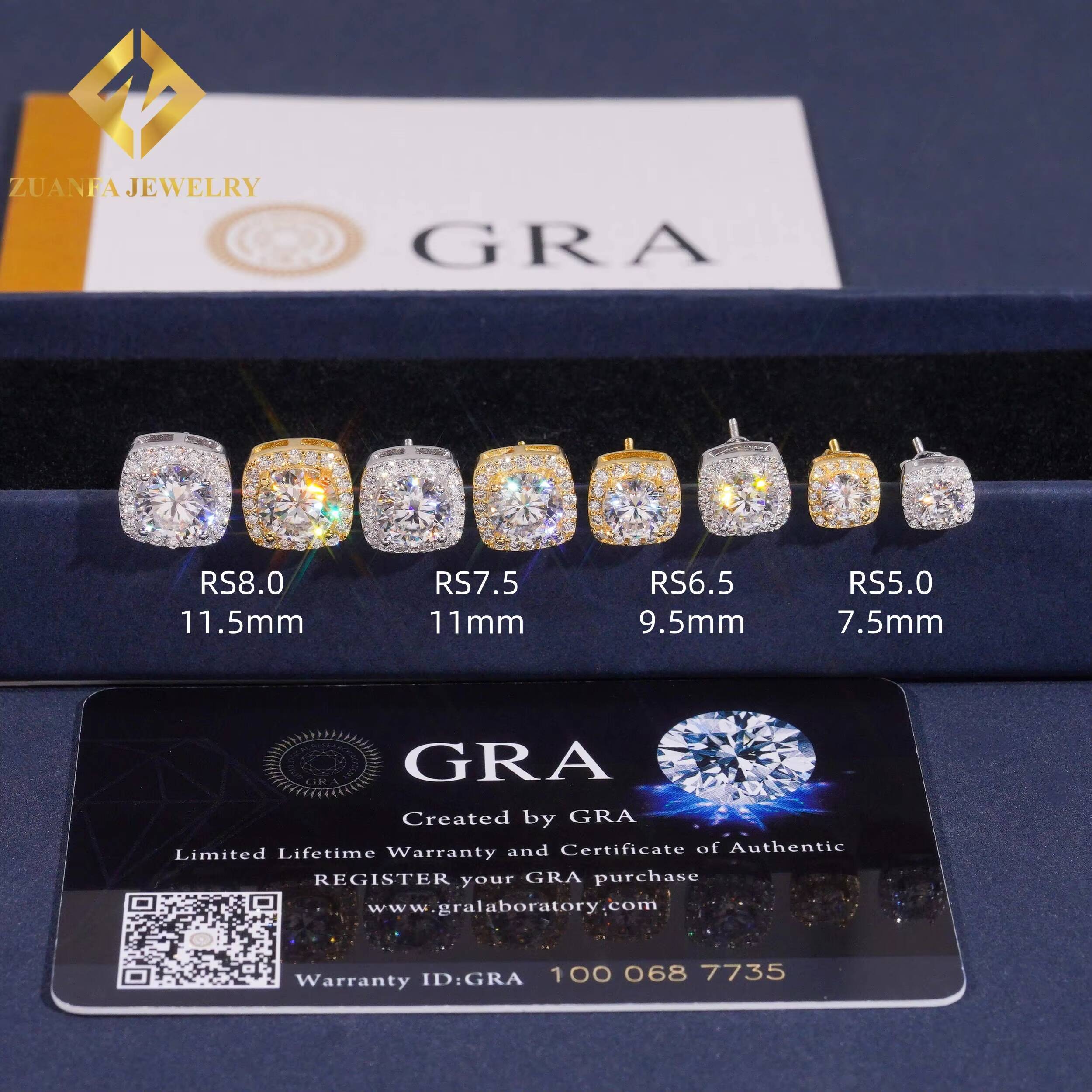 Ready Stock Fast Delivery 925 Sterling Silver VVS Moissanite Square Halo Stud Earrings Factory Wholesale White Gold Plated