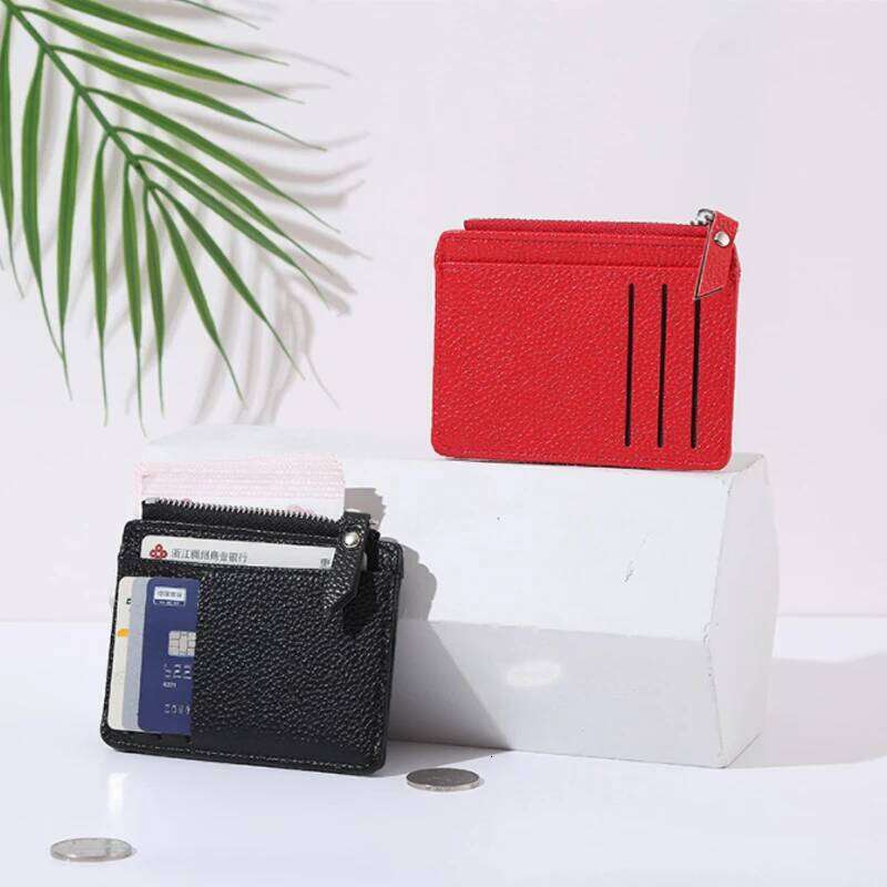 Fashion Mini ID Holders Bags Men/Women Business Credit Holder PU Leather Slim Bank Card Case Organizer Wallet Zipper Z260130