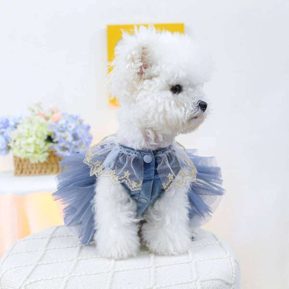 1PC Pet Clothing Spring Autumn Blue Bow Royal Dress Suitable for Small and Medium sized Dogs H260130