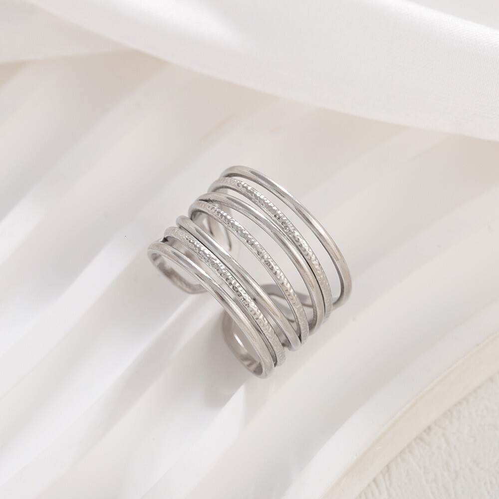 Open Ring for Women, Unique Ins Style Line Cross Couple Ring, Exclusive