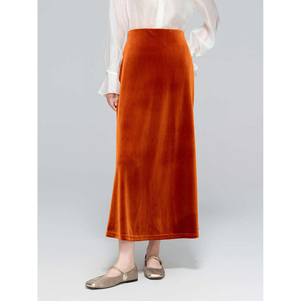 Zhihetang High Waist Mermaid Half Women Slimming National Style Velvet A-Line Long Skirt Autumn New Model LEEGO LENS
