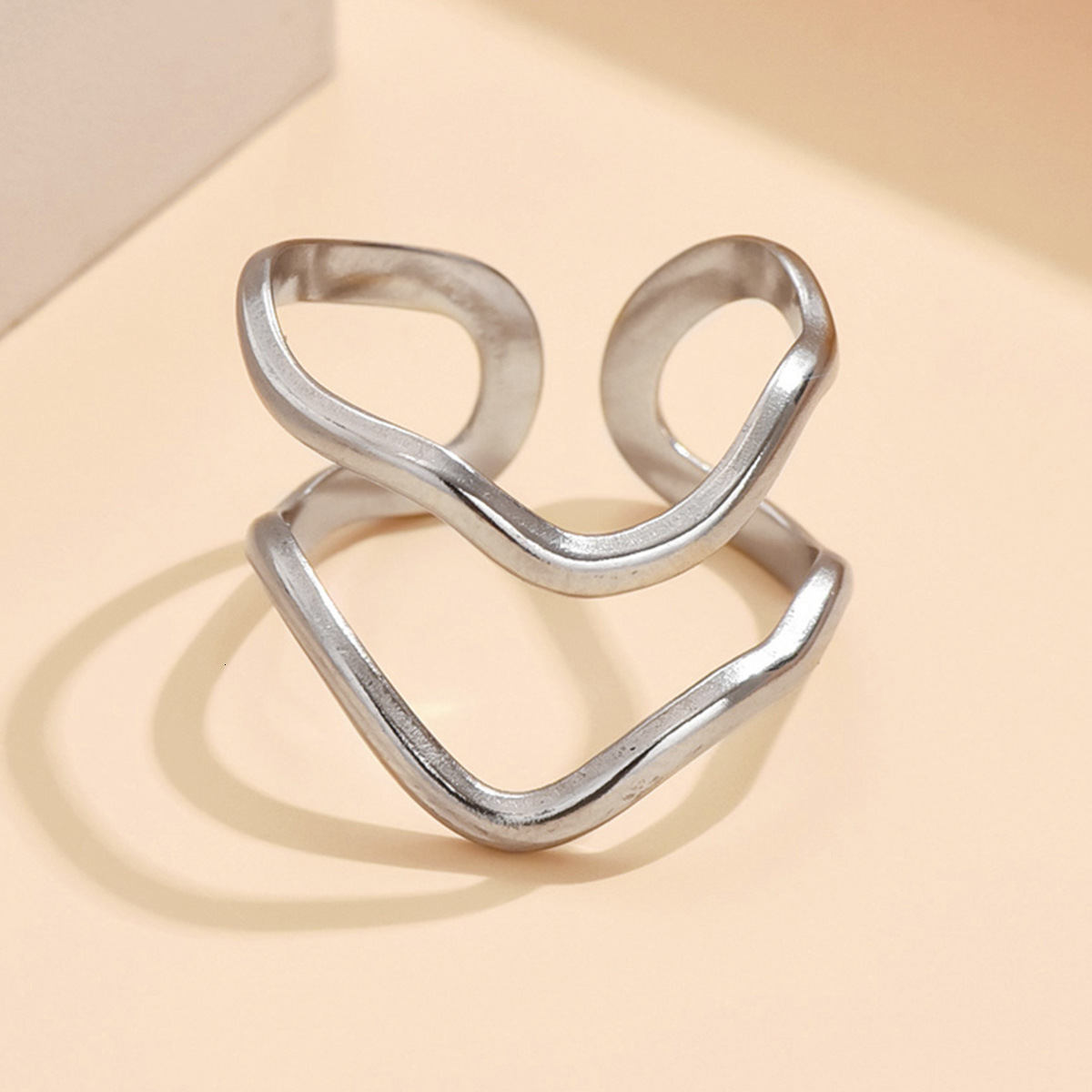 Fashion New Hydraulic Open Double Layer Water Ripple Ring from Europe, America, Japan, and Korea, Direct Manufacturer, Bulk Pricing