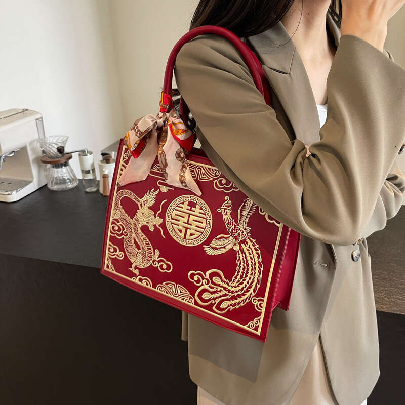Chinese Style National Embroidery Wedding Handbag Red Bride New High-End Single Shoulder Crossbody Bag MASA