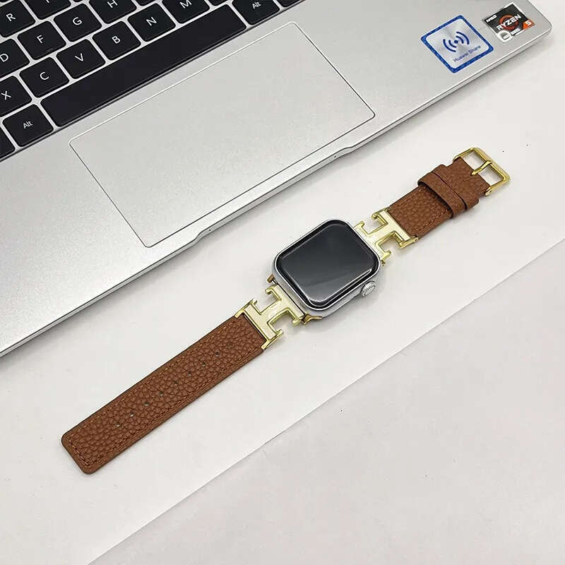 Professional Leather Apple Watch Band with Metal Detail Compatible with iWatch Series 4 5 6 7 8 9 10 38mm 40mm 41mm 42mm 44mm 45mm 46mm 49mm
