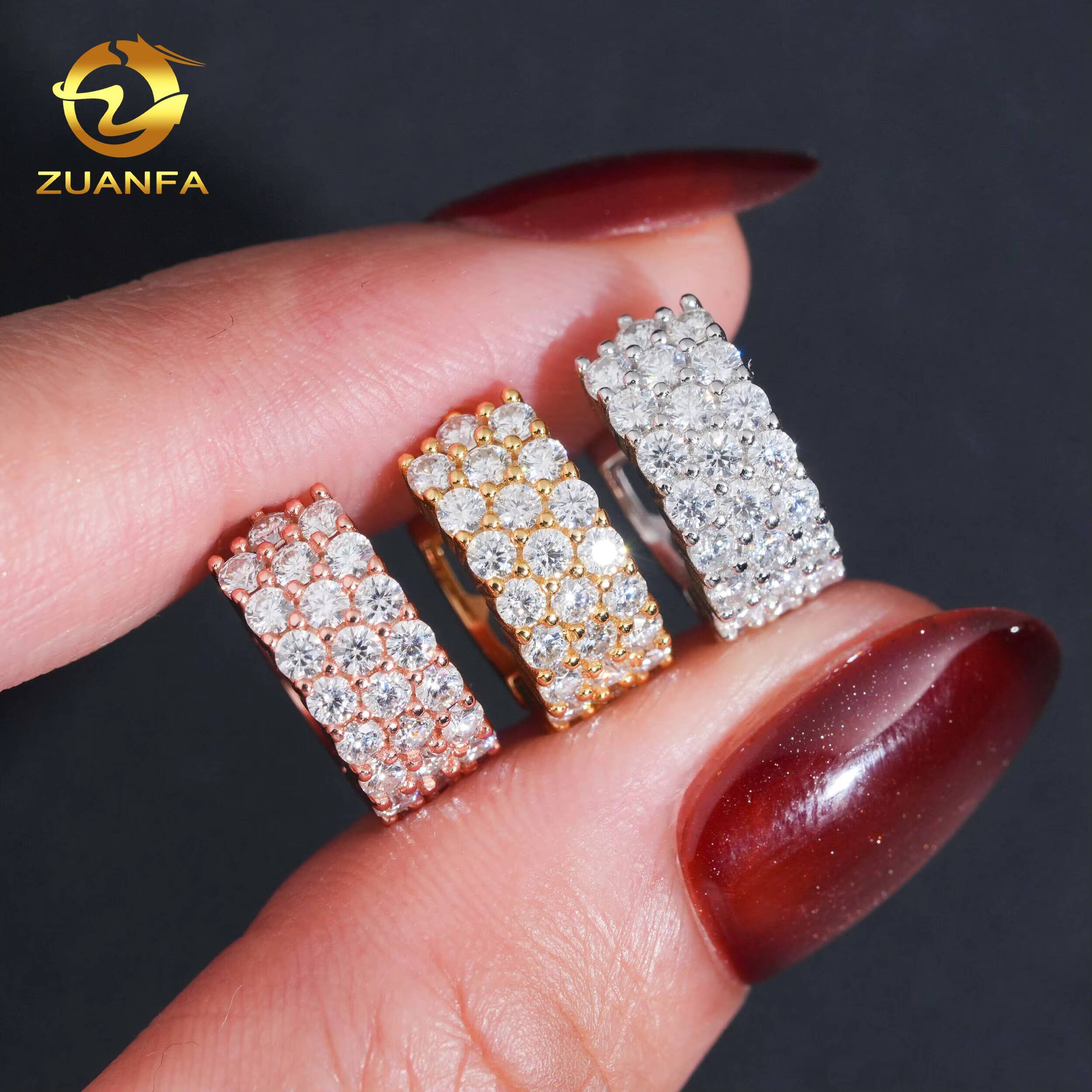 Iced Out Hoop Pass Diamond Tester Jewelry Earrings Moissanite Diamond Silver 925 VVS Moissanite Iced Out Hoop Earrings for Women