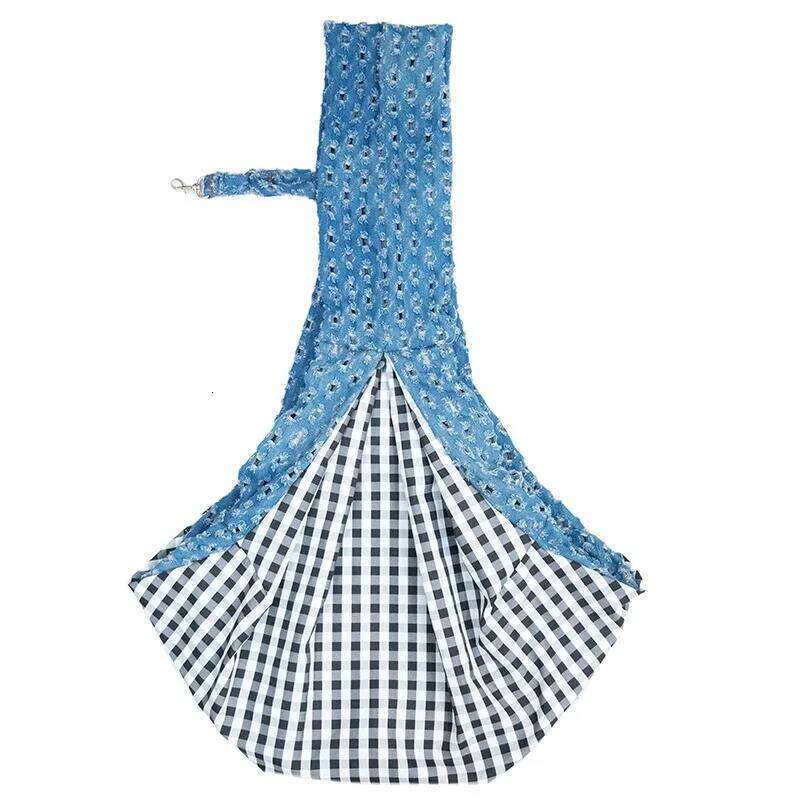 1pcs Pet Denim Backpack Dogs & Cats Durable Cotton-Blend Fabric Shoulder/Crossbody Bag for Outdoor Walks 26H0130