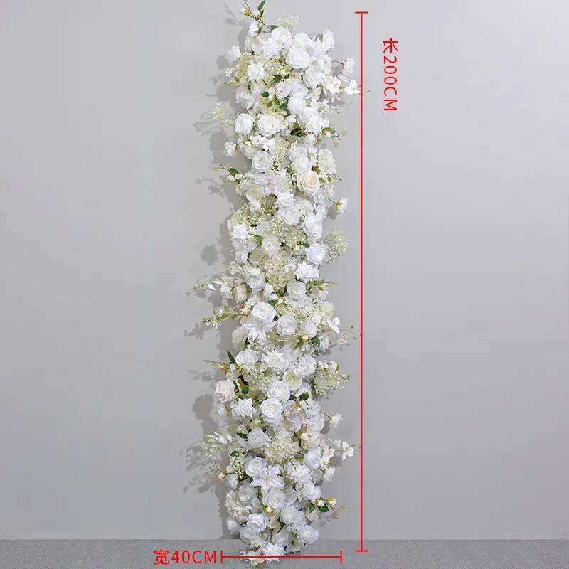 Luxury White Wedding Floral Runner Arrangement Banquet Event Table Centerpieces With Candleholder Rose Orchid Flower Row W260130