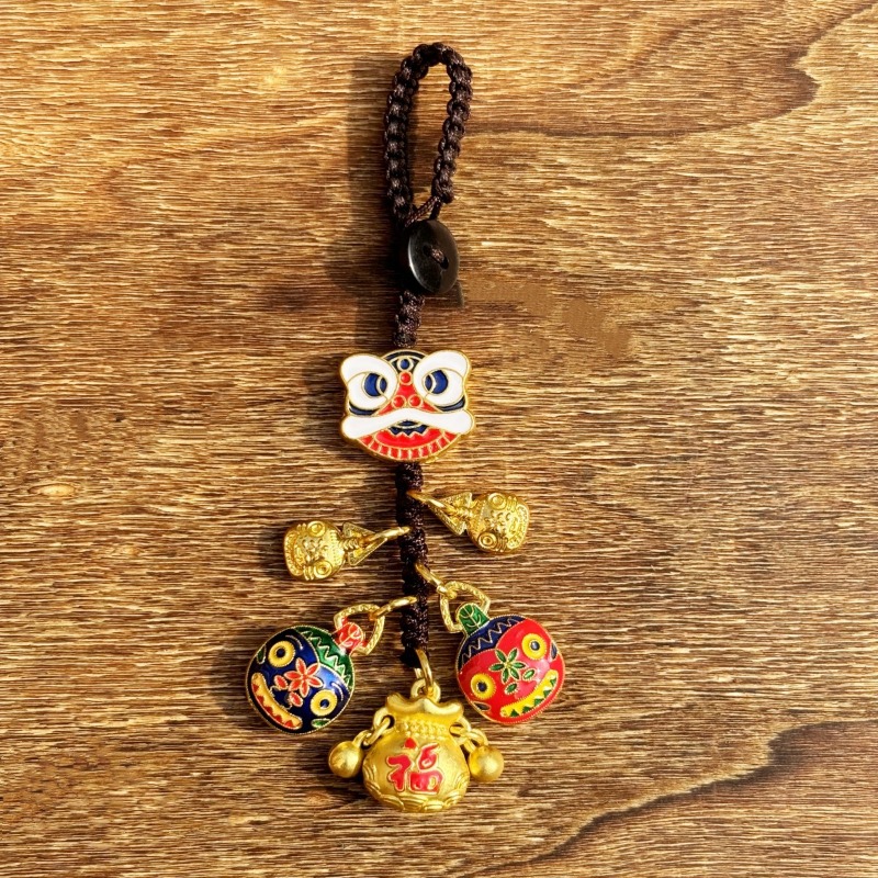Lion Style birthday gift Jewelry Chinese Keychain Dance Gold Eater Beast Charm God of Wealth Lucky Pendant for Car Keys Bag Purse Auspicious Gift for 