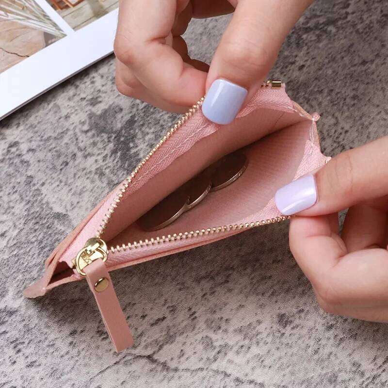 Men's Women's PU Zipper Cash ID Credit Pure Color Mini Business Case Name Card Holder Holiday Gift Tarjetero Z260130