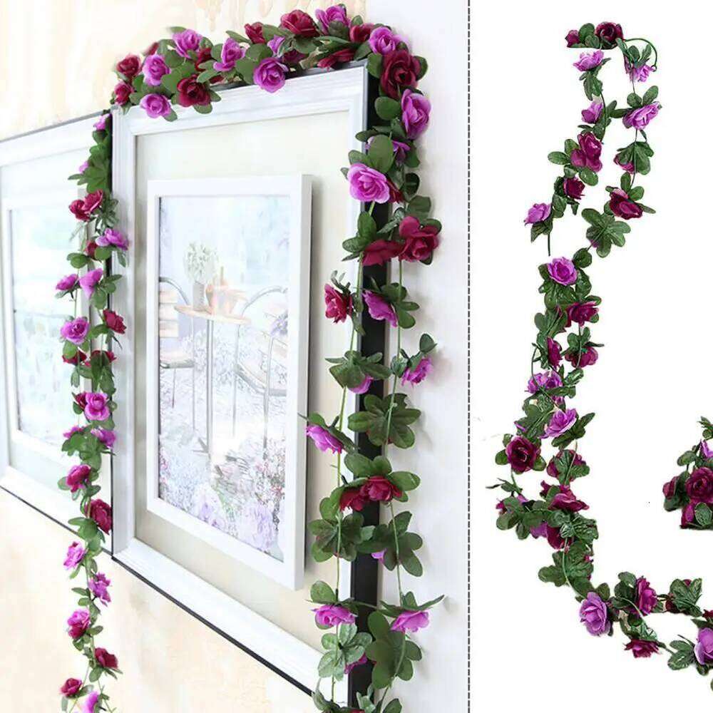Floral Artificial Flower Garland Uv Resistant Faux Rattan Vine Realistic Simulation Bloom Decoration for Wedding W260130
