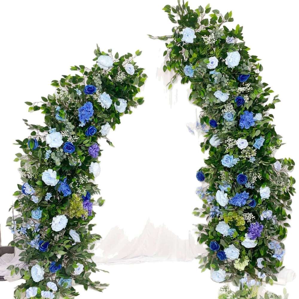 Multiple sizes ox horn LuxuryArch Artificial Flower Arrangement, Moon Shape, Wedding Background Props, Party stage Display Decor W260130