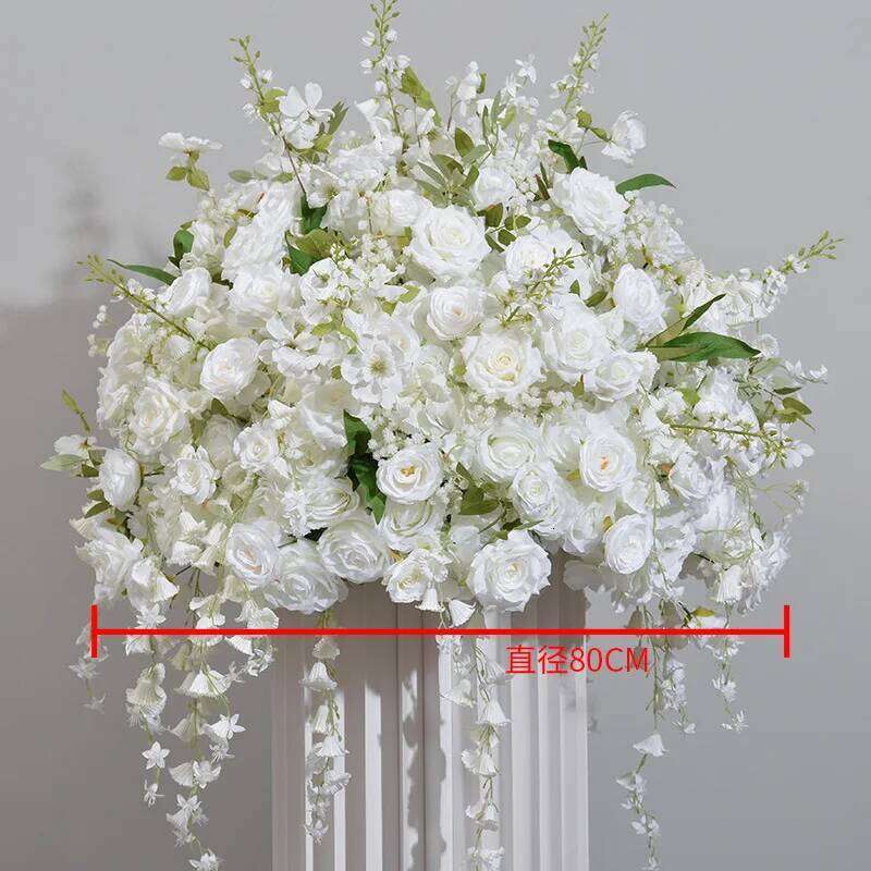 White lily of the valley Rose Artificial Flower Ball Road Lead Floor Floral Wedding Welcome Sign Decor Hang Flowers Party Y260130