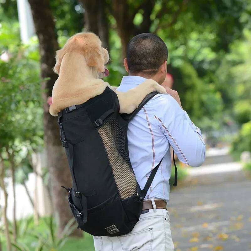 Breathable Backpack Carrier - Durable Adjustable Outdoor Hiking Dog Bag Perfect for Large Golden Retriever & Bulldog 26H0130