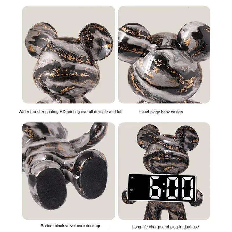 Digital Desk Bear Desktop LED Nordic Electronic Table Clock Display Luxury Clocks Bedroom Aesthetic Decoration Room Gift W260130
