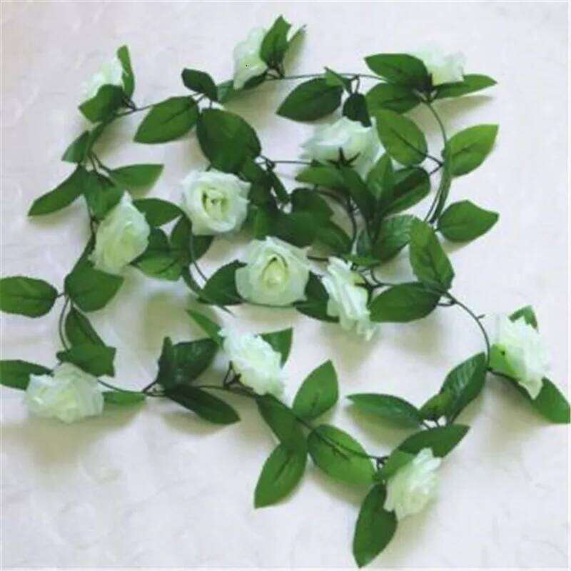 Simulated silk vine with 9 roses for weddings, celebrations, floral arrangements, air conditioning pipes, attics, home decor Y260130