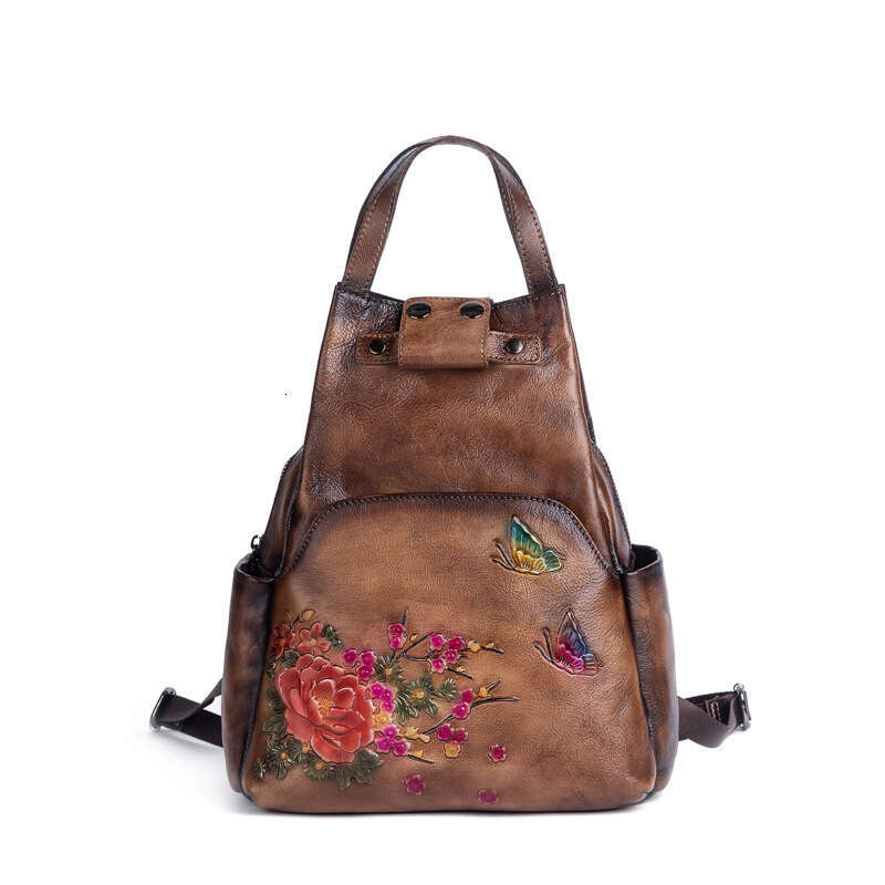 Factory Direct Supply New Retro Color-Washed Top Layer Cowhide Women's Bag Chinese Style Creative Backpack crossbody bag handbag