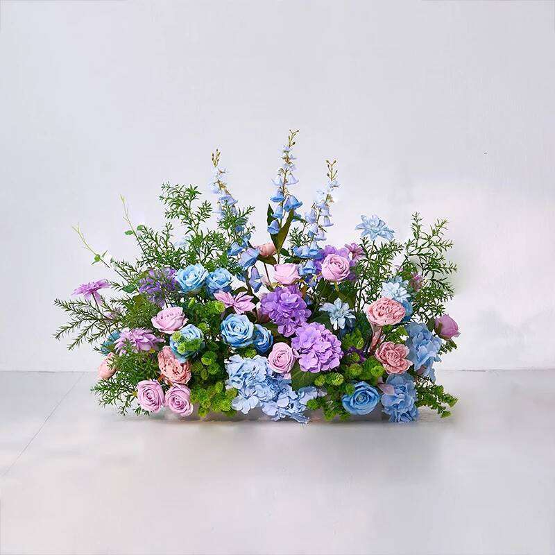 2m Rose Delphinium Flower Row Wedding Artificial Table Floral Commercial Plaza Partition Hotel Scene Layout Floor Flowers Decor Y260130