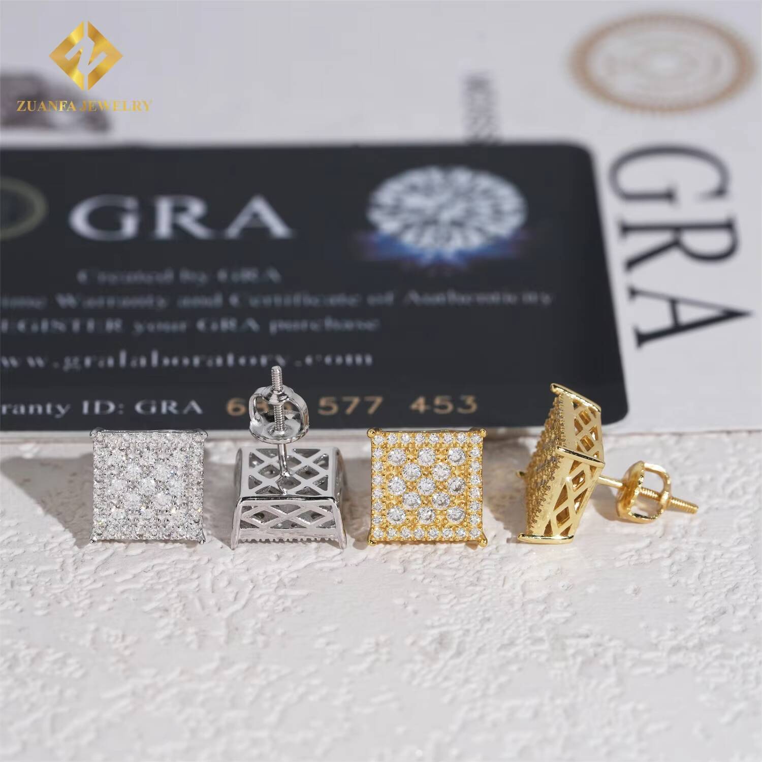 Full Paved Iced Out Moissanite Diamond Jewelry 925 Sterling Silver VVS Moissanite Hip Hop Stud Earrings