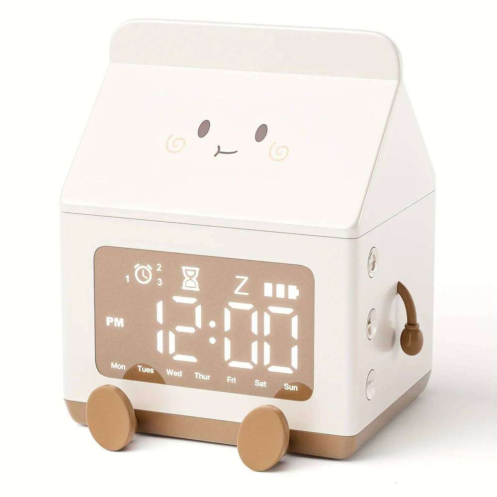 Creative Milk Box Digital Alarm Date Display Mini Countdown Cute Electronic Bedroom Table Clock W260130