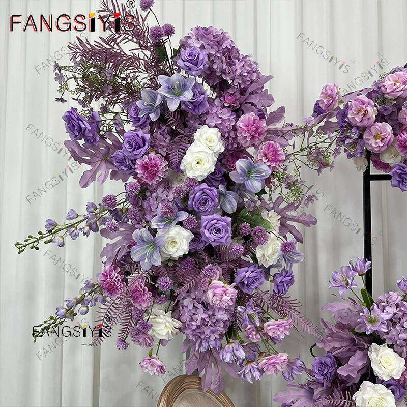 Artificial Purple Lavender Hydrangea Hang Row Romantic Wedding Backdrop Arch Decor Aisle Flower Welcome Floral Party Prop W260130