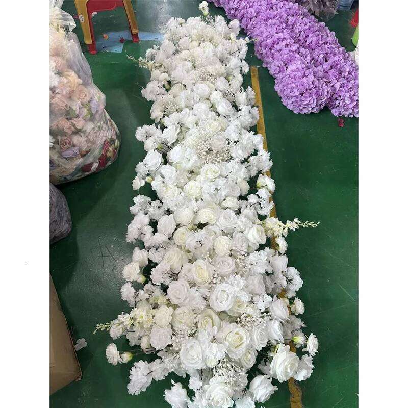 Luxury White Artificial Flowers Wedding Decoration Table Long Flower Row Runner Floral Backdrop Arrangement Wall Arch Decor Y260130