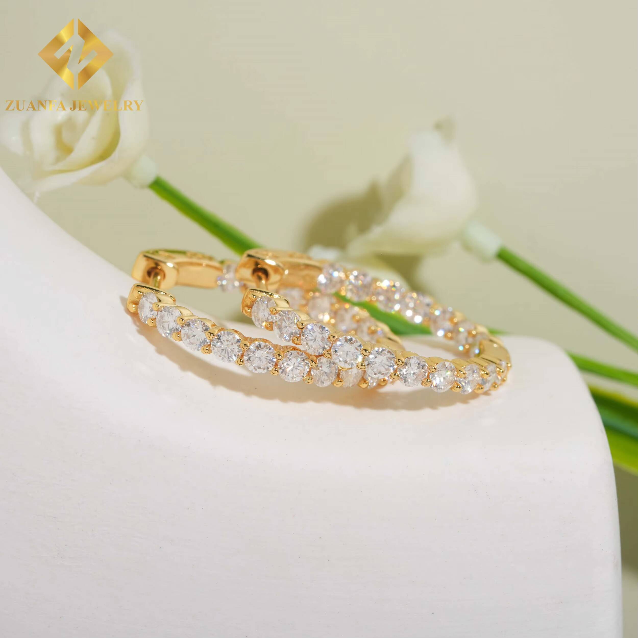 Fashion 29mm Hoop Earring 925 Sterling Silver VVS Moissanite Diamond Hoop Earring Dazzling and Sparkling Hoop Jewelry Unisex